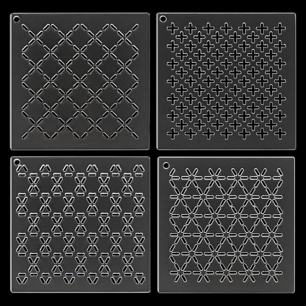 4点 アクリル刺し子ステンシル 刺し子テンプレート ライン アーク スラッシュ アクリル刺繍ツール ...