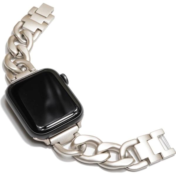 Apple watch チェーンバンド おしゃれ アップルウォッチ 時計 9(スターライト,  44...