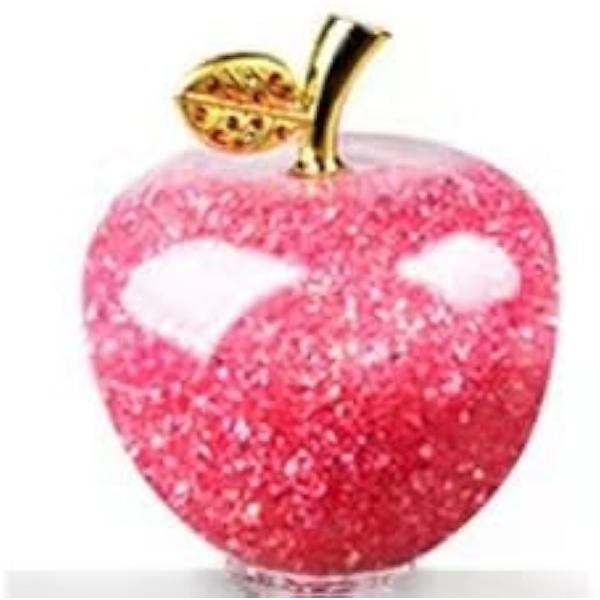 りんご型 水晶 クリスタル 置物 オブジェ 風水 インテリア( ピンク)