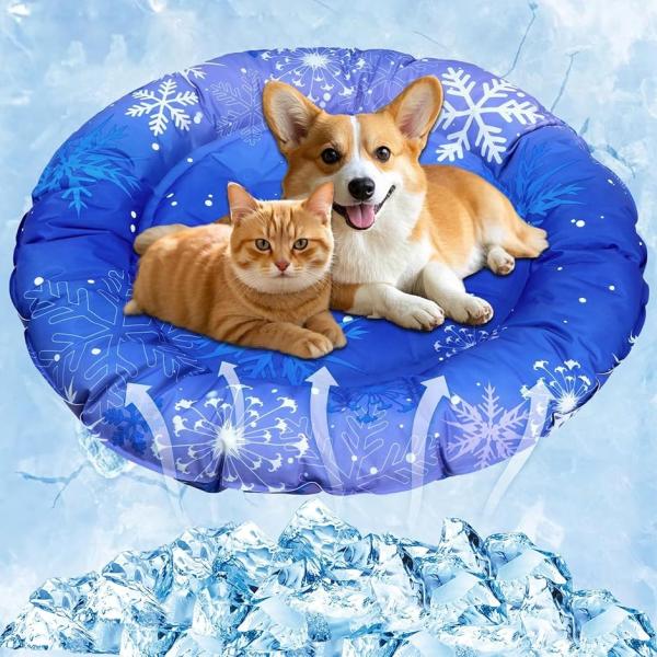ペット用冷却マット 72x72cm 二重構造 防水加工 クールマット 犬・猫用 接触冷感 (ブルー（...