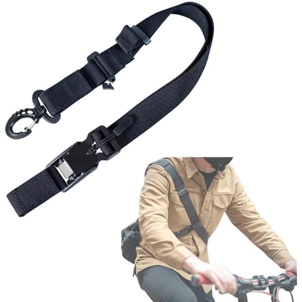 自転車 クロスストラップ 3点止め ショルダーバッグ 滑り止め(ブラック)