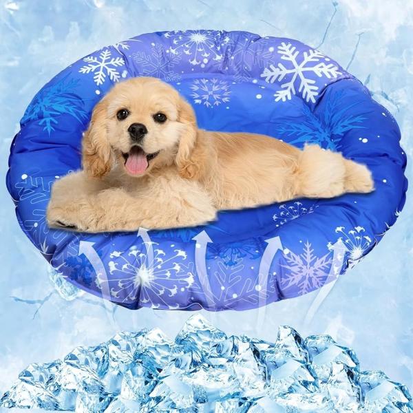 ペット用冷却マット 72x72cm 二重構造 防水加工 クールマット 犬・猫用 接触冷感 (ブルー（...