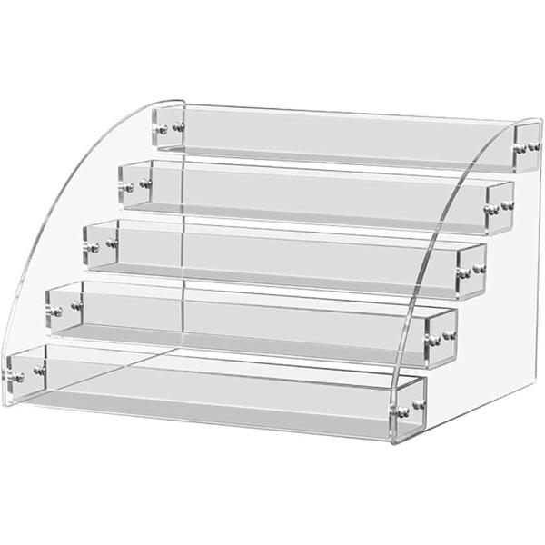 アクリル ディスプレイ 棚 溝付 化粧品 フィギュア 展示 台 透明 ひな壇 陳列棚 5段 幅31c...
