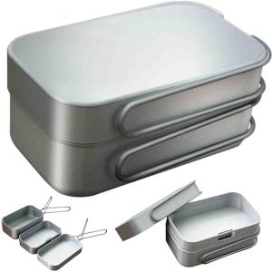 メスティン 2層式 飯盒 アウトドア 調理器具 2合 野営 焚き火料理 クッカー( シルバー)｜zebrand-shop