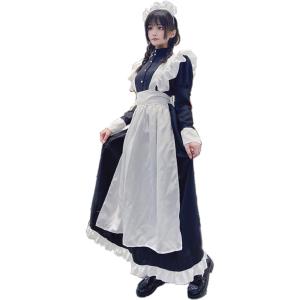 英国風 メイド服 ワンピース ロング 長袖 パーティー 3点セット XLサイズ( XL) コスチュー...