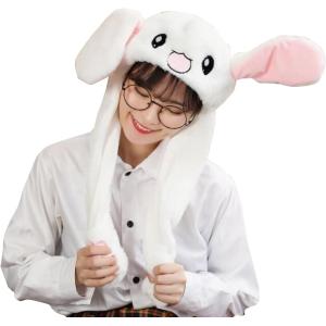 うさぎ 帽子 耳が動く うさ耳 コスプレ 耳が動く被り物 ウサギ耳 キャップ 白( ホワイト)