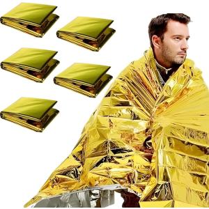 エマージェンシーシート 防災 大判 軽量 コンパクト 160cmx210cm 5枚セット(ゴールド＆シルバー)