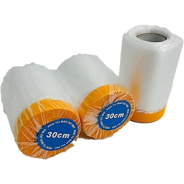 養生 マスキング テープ付き 3個セット ロール 車 塗装 壁 ペンキ 養生シート ビニール( 01...