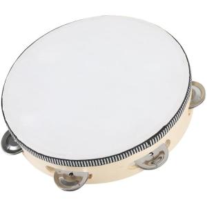 タンバリン 楽器 打楽器 ダンス バレエ 木製 コンパクト 軽量 お手軽タンバリン 直径25cm(20cm)