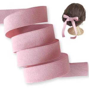 ベロア リボン 両面 髪飾り 結婚式 ウェディング パーティー ヘアアクセ ラッピング 手芸 幅25mm 長さ1m( ピンク Pink)｜zebrand-shop