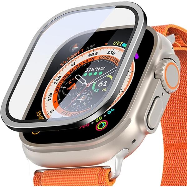 Apple Watch ガラスフィルム 一体型 全面保護( ブラック,  Apple Watch U...