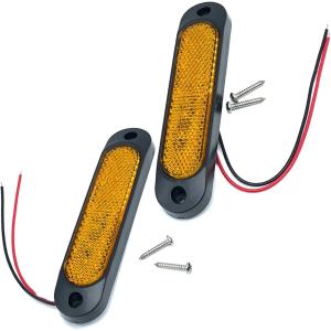 LED リフレクター 汎用 サイド マーカー 反射板 スモール ウインカー 12V 24V 2個 セット 黄色( アンバー)｜zebrand-shop