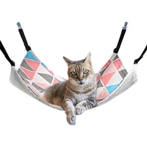 猫 ハンモック ベット ゲージ 快適設計 長さ調節可 耐荷重10kg 58x48cm 丈夫 丸洗い( 三角柄)｜zebrand-shop