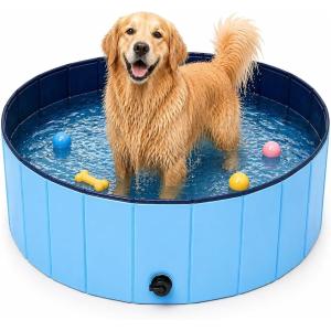 0.45mmPVCで破れにくい ペット用プール 折りたたみ 日本企業 犬用 4サイズ 0.45mm厚 防水 (ブルー, 直径160cm)