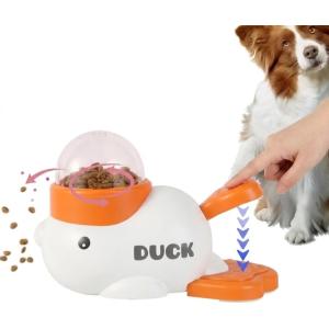 自動給餌器 黄色のアヒル給餌器 ペット知育おもちゃ 知育玩具 犬猫兼用 餌やり機 早食い防止 ストレス軽減 ノーズワーク対応 (ホワイト)