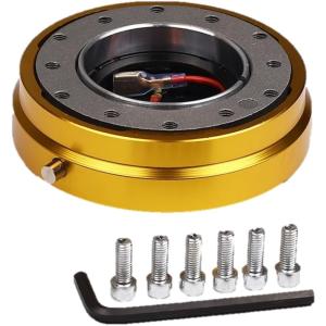 クイック リリース ステアリング ボス 25mm 脱着式 ハンドル 薄型 スリムタイプ 盗難 防止 カスタム パーツ 汎用品 (イエロー)