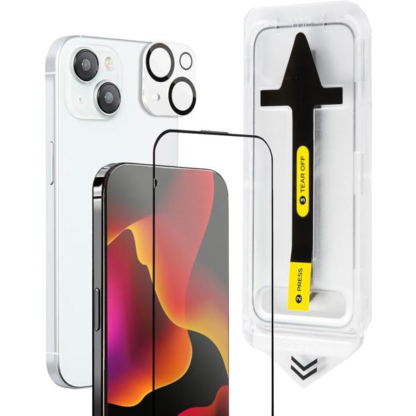 プレミアム ガラスフィルム 保護フィルム + カメラフィルム セット (レギュラー,  iPhone...