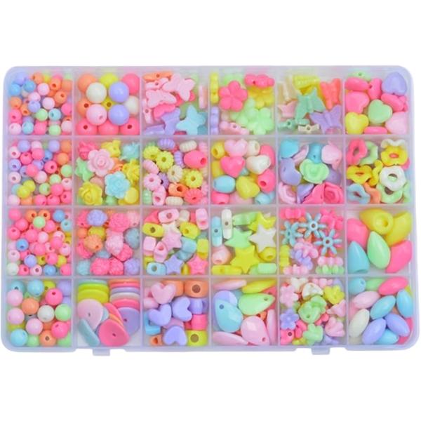 ビーズ DIY ブレスレット 手作りキット ネックレス 紐通し カラフル カチューシャ 24種類 (...