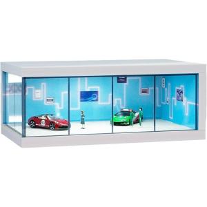 1/64 ジオラマ ガレージ ミニカー用 駐車展示場 LED照明付き ホット