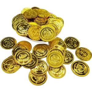 金貨 100個セット アンティーク おもしろ雑貨 コイン お金 おもちゃ 古銭 海賊 (ゴールド)