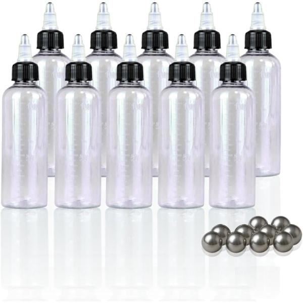 ドロッパーボトル 透明 スポイトボトル 塗料 プラモデル 目盛り 撹拌ボール付き 10本セット (透...