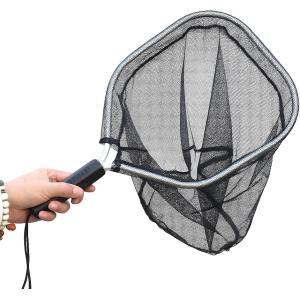 25cm ちょうどいい釣り具釣り用タモ網 ランディングネット 渓流 小物 軽量 小型 釣り網 (ブラック, 直径25.0センチメートル)