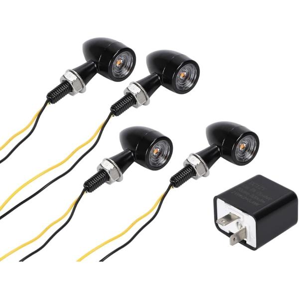 車検対応 Eマーク認証済バイク用 LED ミニ ウインカー 4個 セット 汎用 アルミ 製 スモーク...