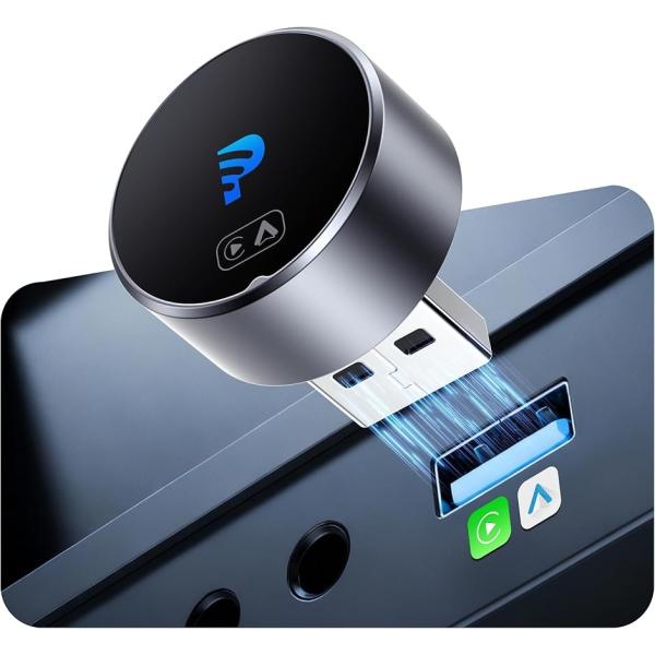 Mini 2.0 ワイヤレスCarPlay Android Auto アダプター 超小型 プラグ プ...