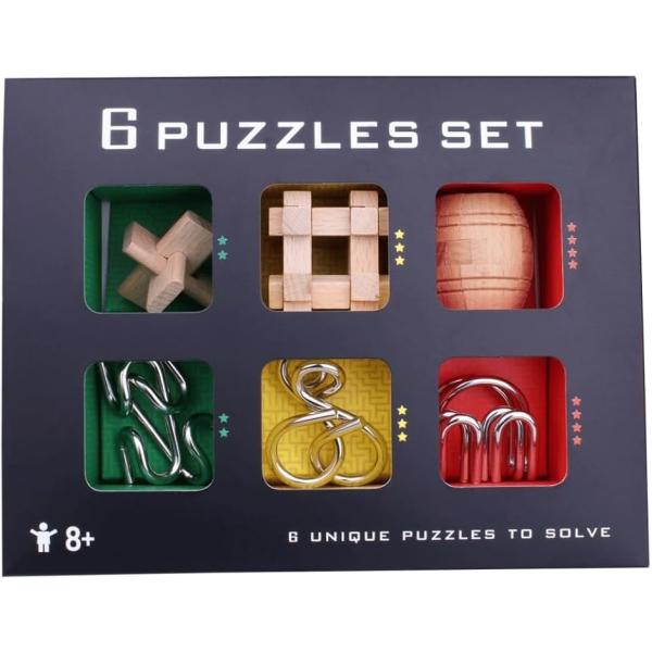 木製パズル 立体パズル 3Dパズル 知恵の輪 大人 子供 解説図付 金属製(4.5X4.5X4.5セ...