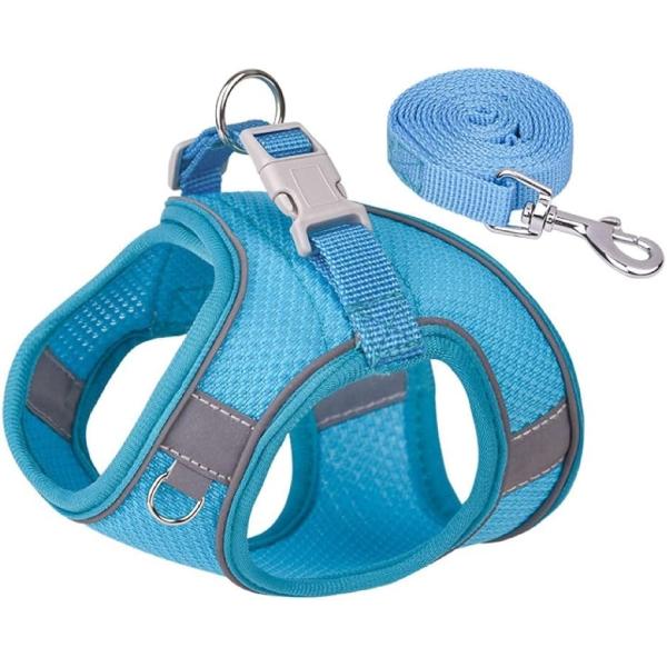 犬 ハーネス リードセット 小型犬 中型犬 猫用 通気メッシュ 抜けない 軽量 着脱簡単 引っ張り防...
