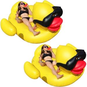 アヒル 浮き輪 大人用 巨大 游泳圈 プール 海 遊び道具 MDM (イエロー(巨大アヒル2個セット), 約W145xD170xH93cm)