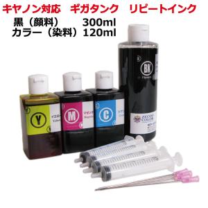 ( RPCGI30BCL-T ) キヤノン GI-30 GI-31 GI-390 ギガタンク 用 詰め替え リピートインク 顔料黒（300ml）カラー（各120ml）4色セット インジェクター付｜zecoocolor