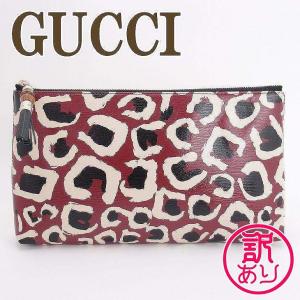 訳ありグッチ ポーチ GUCCI コスメポーチ 化粧ポーチ クラッチバッグ 小物ケース ヒョウ柄 豹 338815-A831G-6268