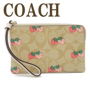 コーチ COACH ポーチ ハンドポーチ リストレット クラッチ 財布 ハンドバッグ レディース イチゴ いちご ストロベリー シグネチャー 93052IME7V  ネコポス｜zeitakuya