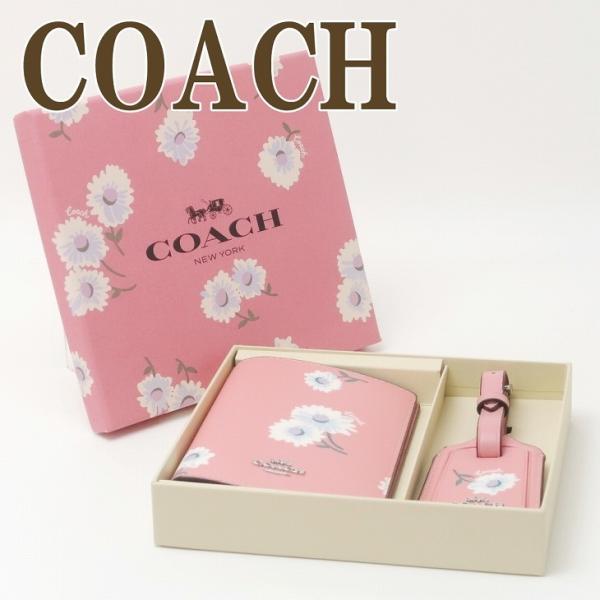 コーチ COACH レディース パスポートケース ラゲッジタグ 花柄 ピンク 旅行 トラベル レザー...