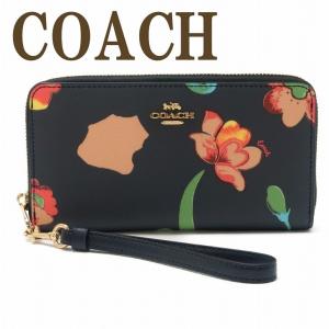 コーチ COACH 財布 レディース 長財布 レザー 花柄 ストラップ ラウンドファスナー C8694IMF23｜zeitakuya