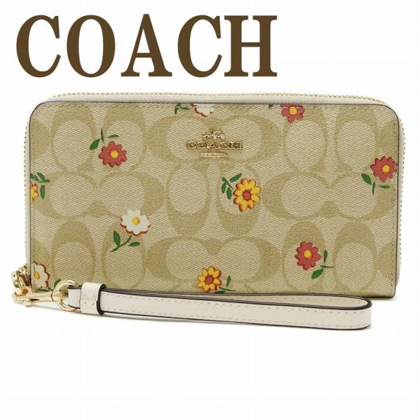 【並行輸入品】コーチ COACH 財布 レディース 長財布 花柄 ストラップ ラウンドファスナー シ...