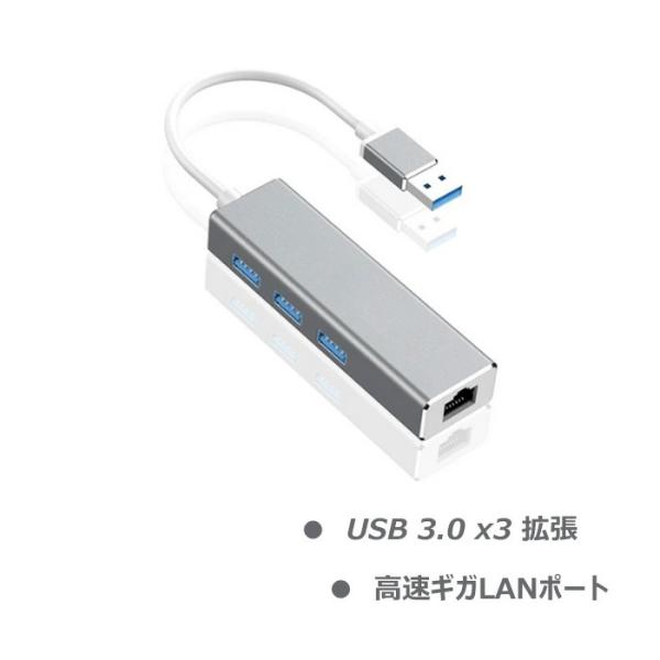 軽量アルミ二ウム合 USB 3.0 ハブ3ポート1Gbps/100Mbps/10Mbps RJ45対...
