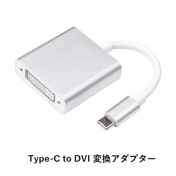 Type-C DVI 変換アダプター シングルリンク Thunderbolt3 シルバー（最大解像度...