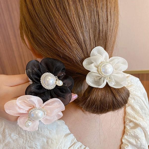 国内 シュシュ レディースお花ヘアアクセサリー