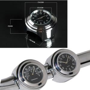 高品質 Motorbike用品 バイクハンドル用 温度計 時計 ２個 並行輸入 黒文字盤 防水 軽量小型 可愛いデザイン 使用簡単（22mm