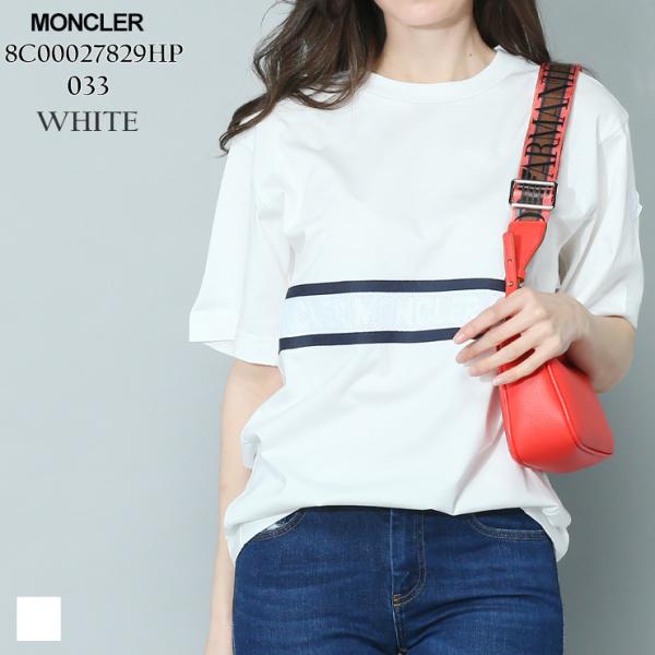 モンクレール Tシャツ レディース MONCLER カットソー 半袖 ロゴ ライン ブランド トップ...