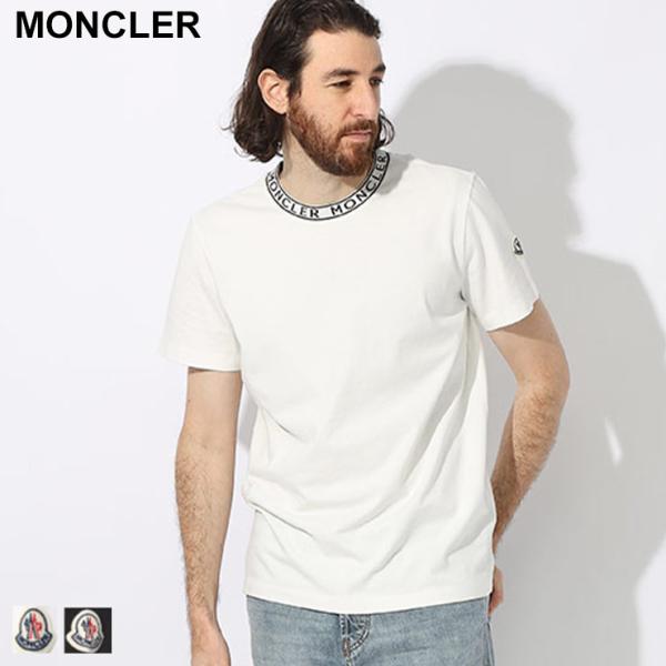 モンクレール Tシャツ MONCLER メンズ カットソー 半袖 ネックロゴ 袖ロゴワッペン ブラン...