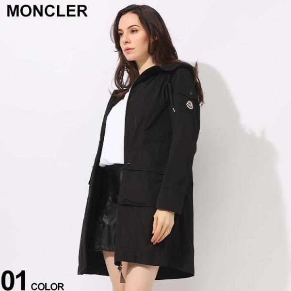 MONCLER (モンクレール) ロゴパッチ付きポケット フルジップ ウエストコード ロングパーカー...