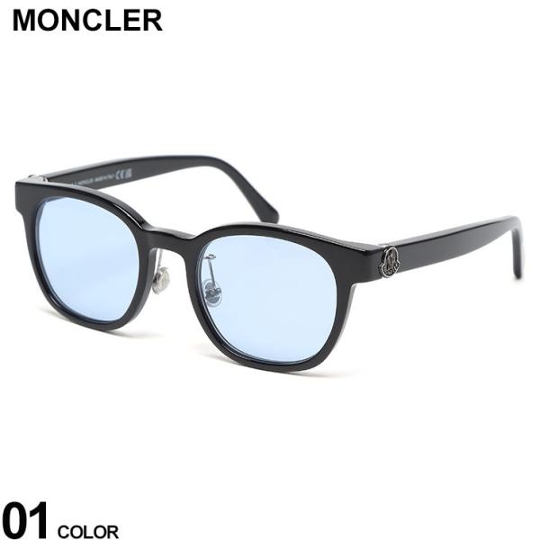 MONCLER (モンクレール) ブラックフレーム ウェリントン ロゴ ブルーレンズ MC5201D...