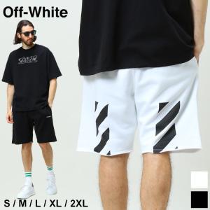 オフホワイト メンズ パンツ OFF-WHITE ブランド ハーフパンツ ショートパンツ ボトムス スウェットパンツ ショーツ DIAG  HELVETICA OWCI06C99FLE001