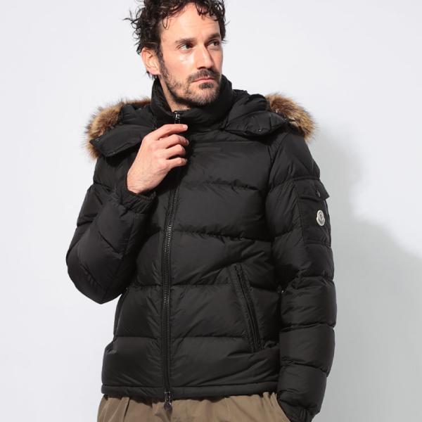 モンクレール MONCLER ファーフード着脱 肩ポケット付き ショートダウンジャケット メンズ M...