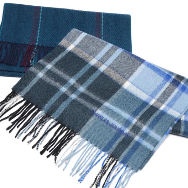 シャルルジョルダン マフラー CHARLES JOURDAN メンズ カシミヤ100％ チェック柄 ...