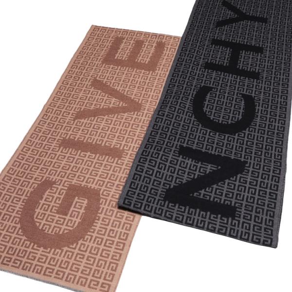 ジバンシィ マフラー GIVENCHY メンズ ウール混 総柄 ロゴ モノグラム 4Gマーク ブラン...