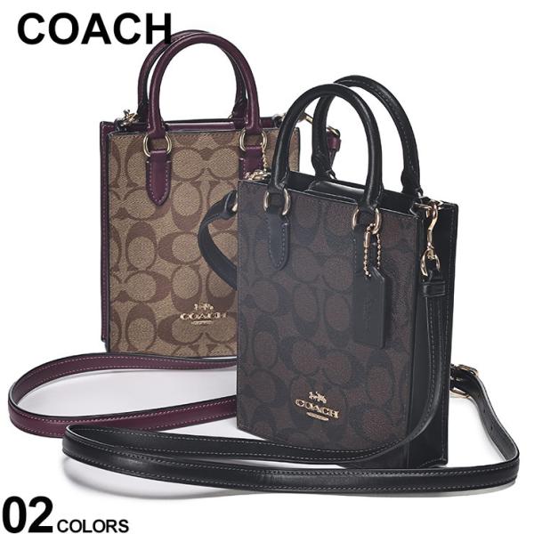 COACH (コーチ) シグネチャー コーテッドキャンバス スムースレザー 2WAY ミニバッグ C...